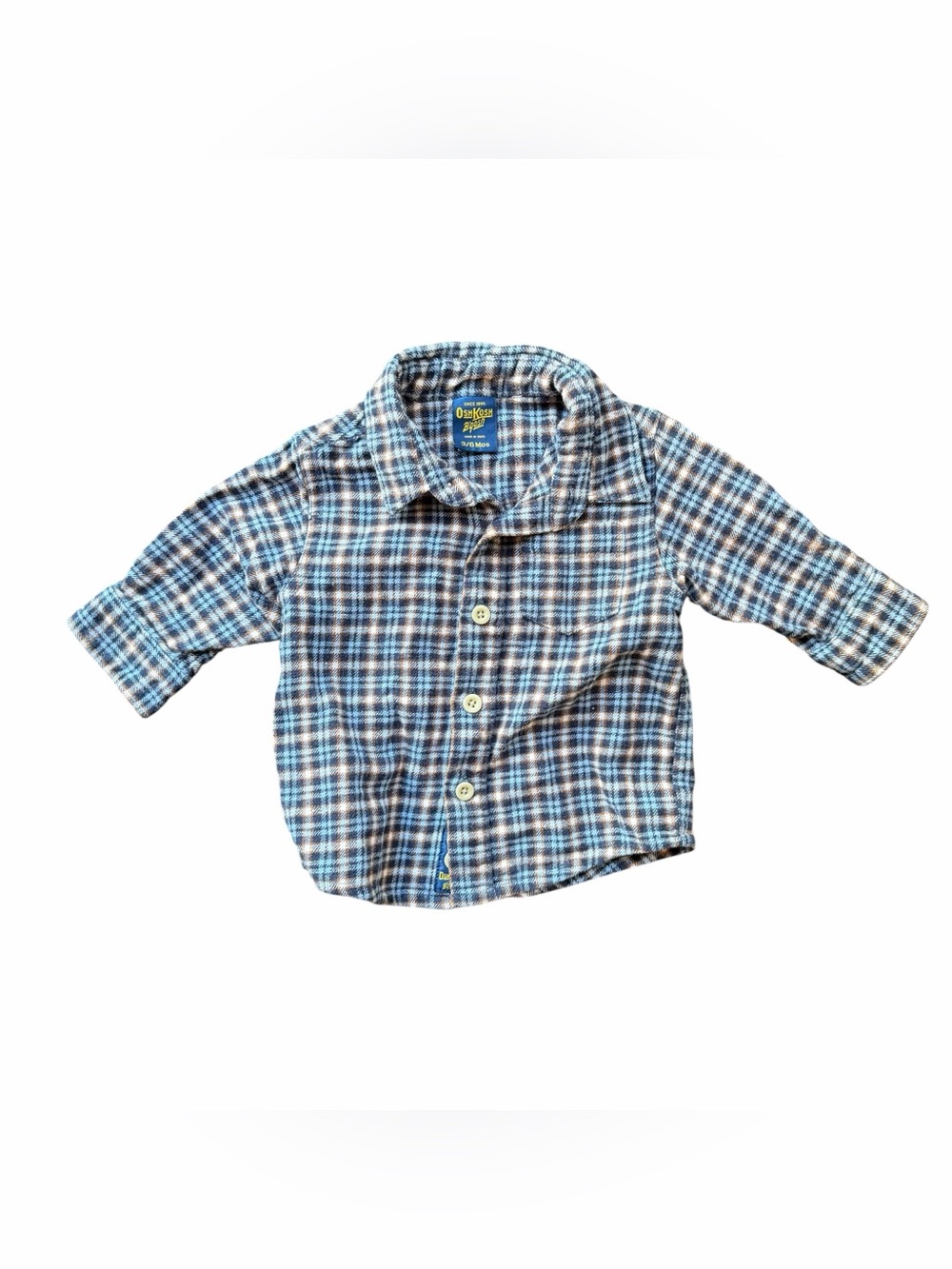 OshKosh B'gosh Blue and White Plaid Button-Down Shirt